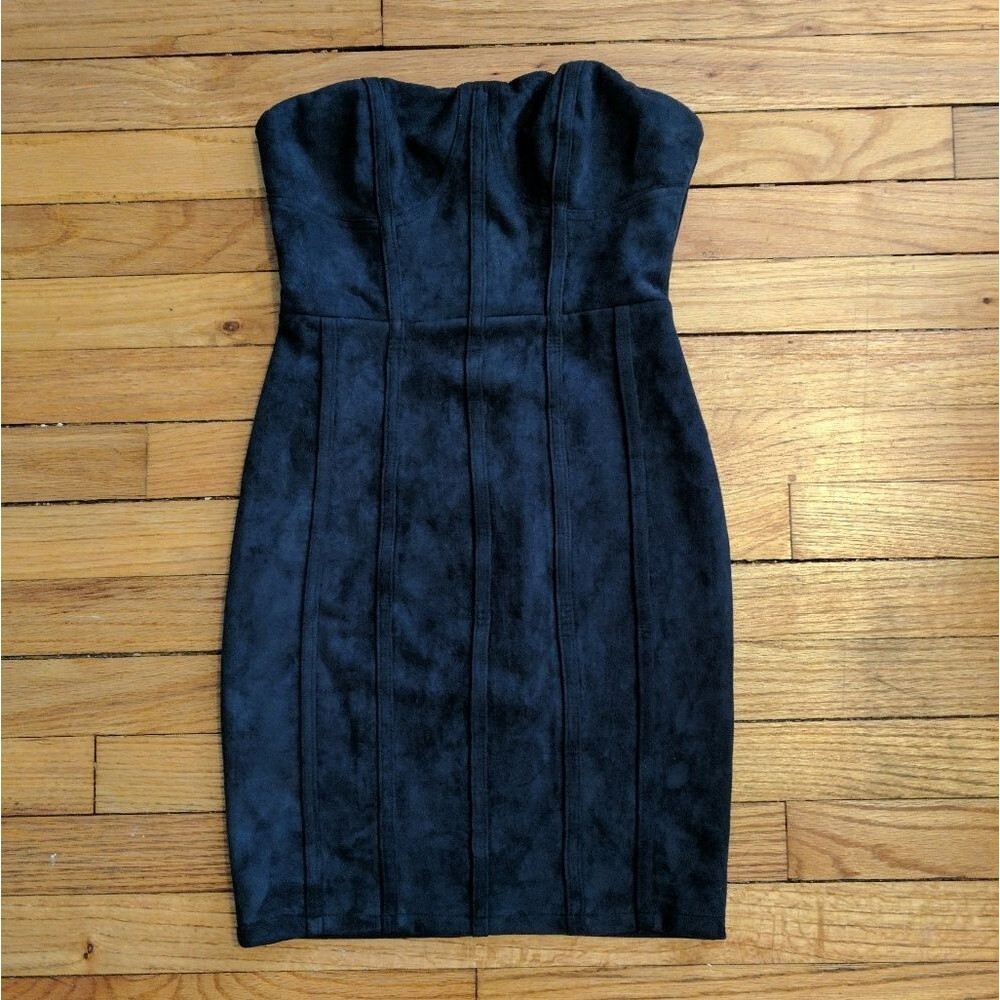 Tea & Cup faux suede bustier bodycon dress